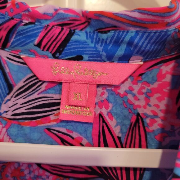 Lilly Pulitzer Natalie shirtdress cover-up lightweight size XL button down - Picture 4 of 4